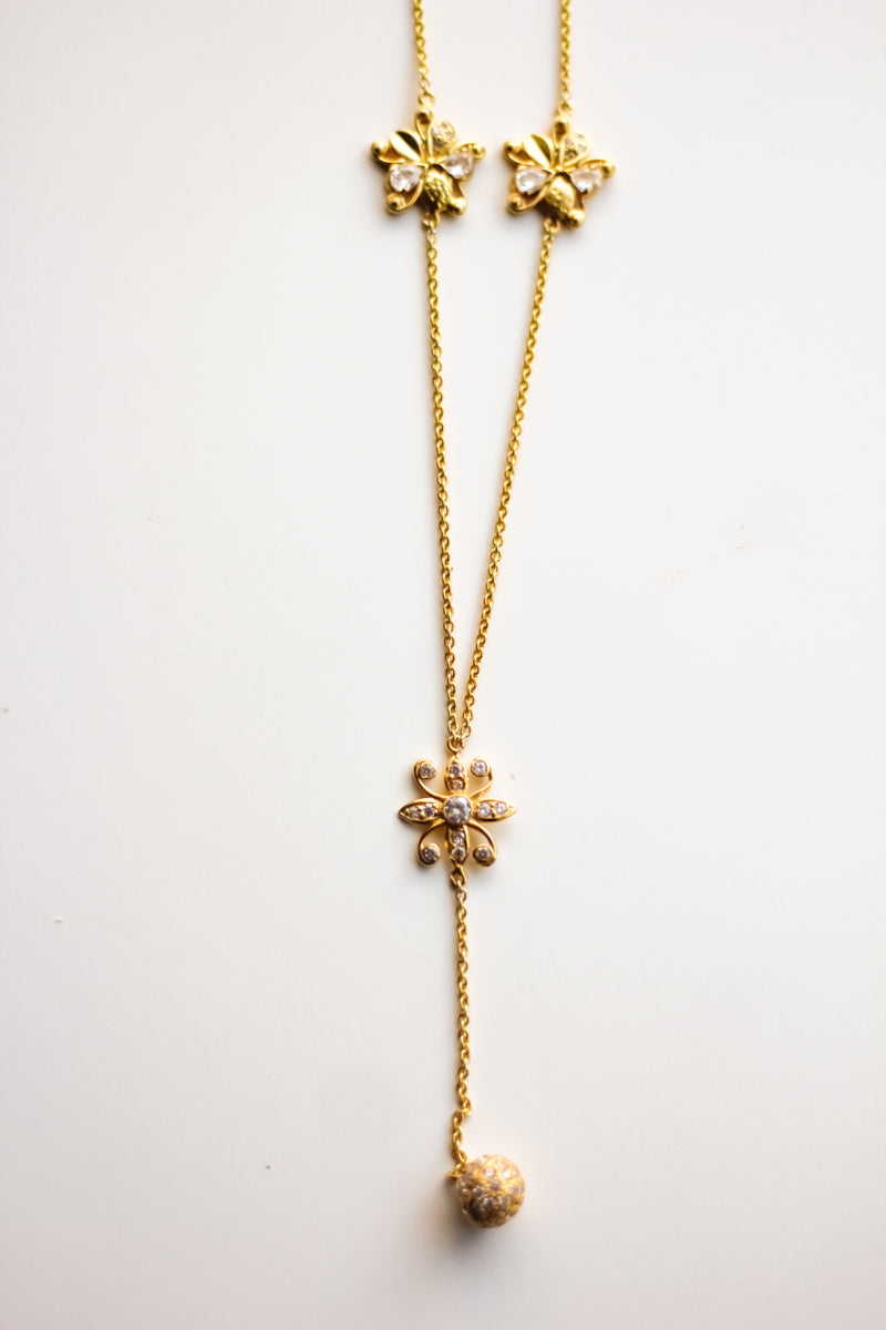 Floral Trio Necklace (Gold-Plated)