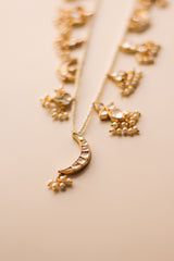 Tsuki Kundan Necklace With Earrings ( Gold )