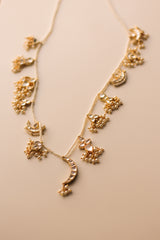 Tsuki Kundan Necklace With Earrings ( Gold )