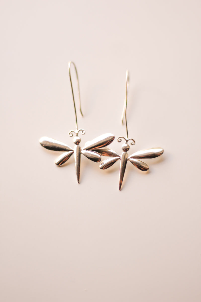 Dragonfly Hoops (Silver)