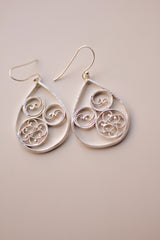 Filigree Waterdrop Hoop Earrings (Silver)