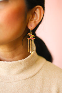 Meenakshi Parrot Arrow Chandelier Earrings (Gold-plated)