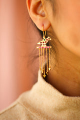 Meenakshi Parrot Arrow Chandelier Earrings (Gold-plated)