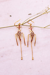Goddess Parrot Resting Single Chandelier Hoop Earrings (Gold-plated)