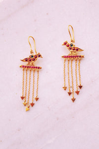 Meenakshi Parrot Arrow Chandelier Earrings (Gold-plated)