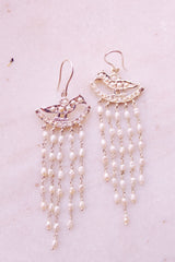 Pearl Meenakshi Hoop Earrings With Rice Pearls