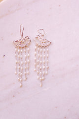 Pearl Meenakshi Hoop Earrings With Rice Pearls