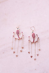 Goddess Parrot In Swing Arrow Chandelier Earrings (Silver)
