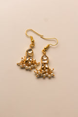 Selene Kundan Necklace With Earrings ( Gold )