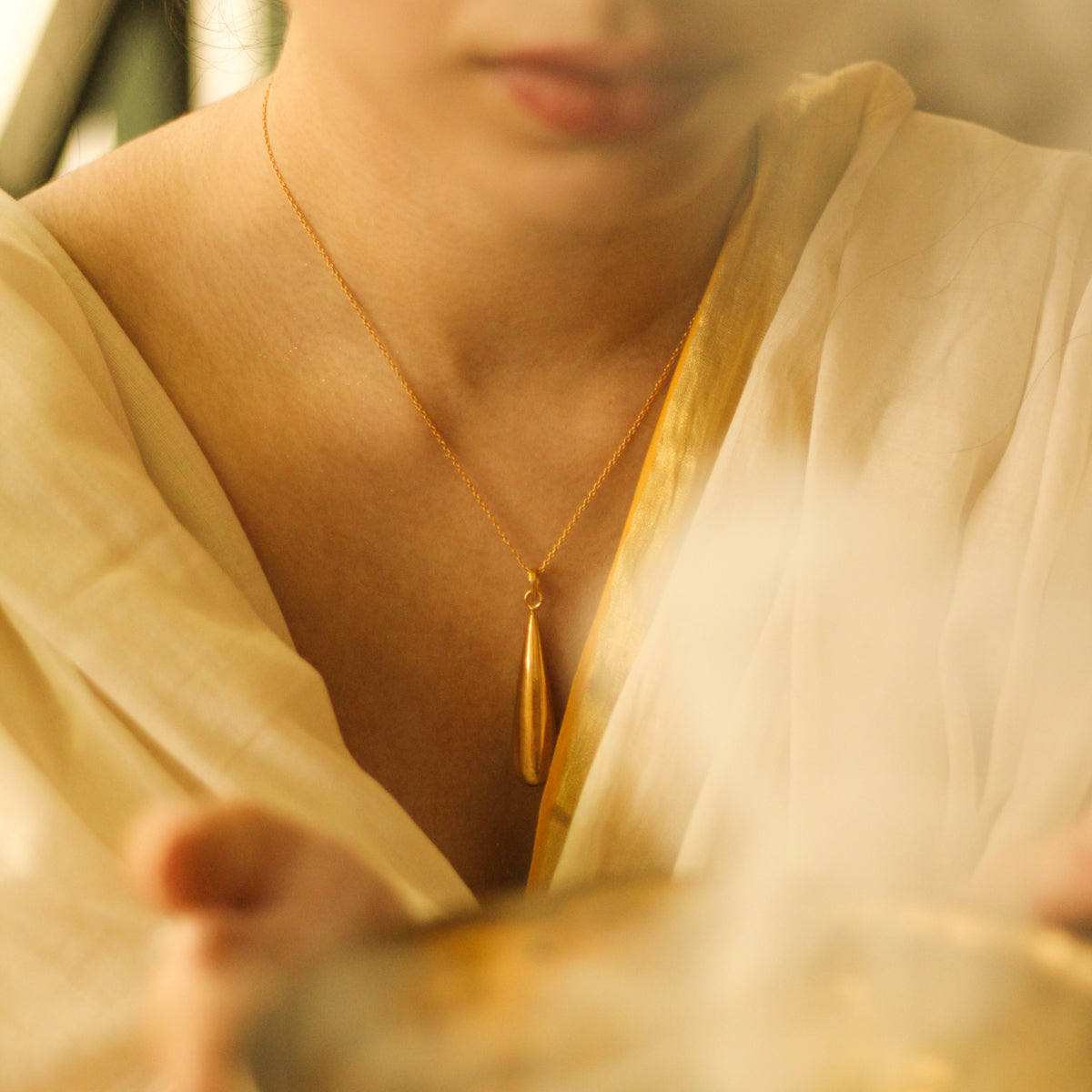 Flame Pendant- Gold plated (Big)