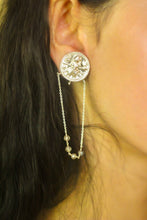 Load image into Gallery viewer, Engraved Coin Chandelier Earrings- Silver
