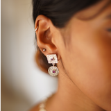 Beaten Coin Ruby Earring