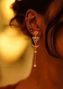 Trishul Lotus Moon Devi Earring