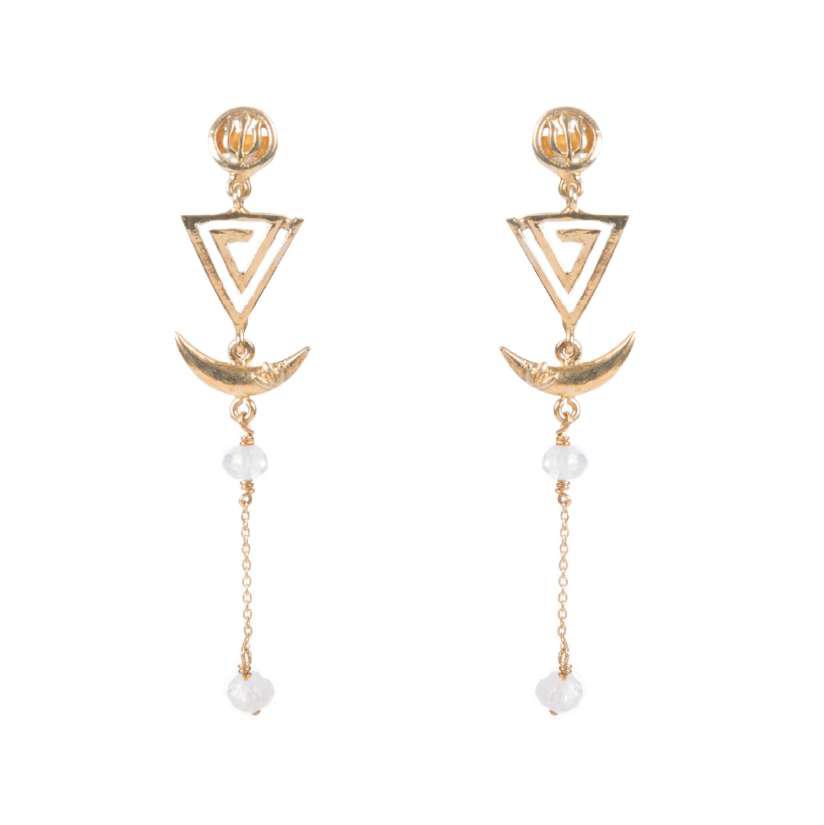 Trishul Lotus Moon Devi Earring
