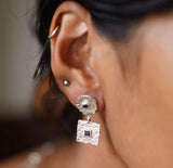 Beaten Coin Sapphire Earring