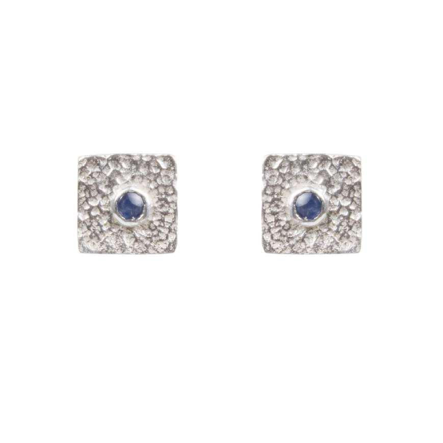 Beaten Coin Sapphire Earring