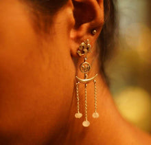 Load image into Gallery viewer, Om Lotus Moon Tantra Earrings
