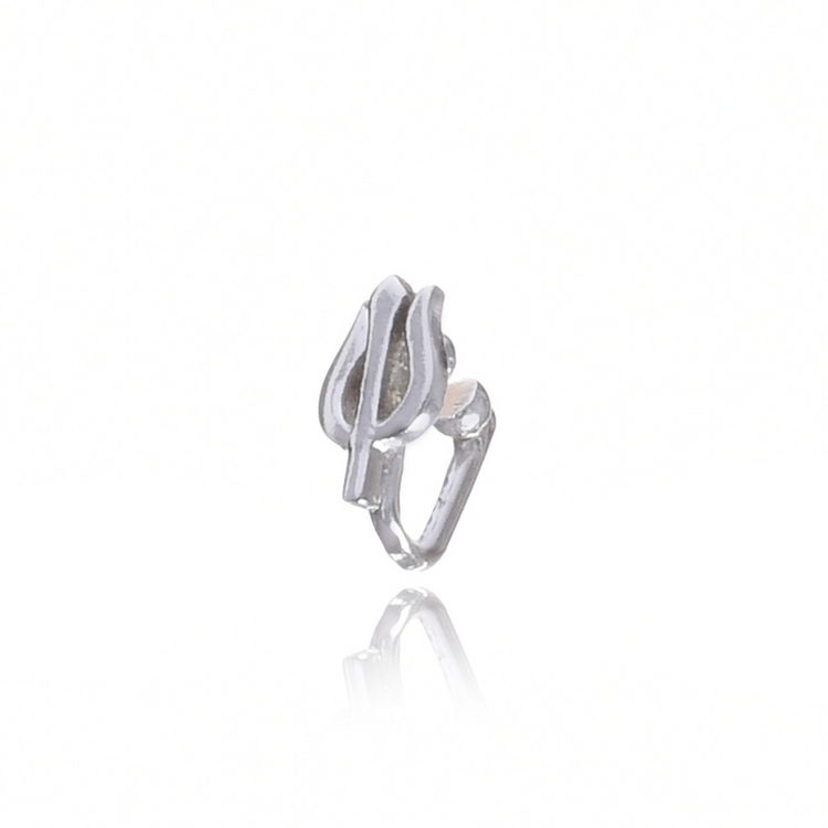 Trishul Clip-on Nosepin Silver