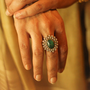 Emerald Symphony Cocktail Ring