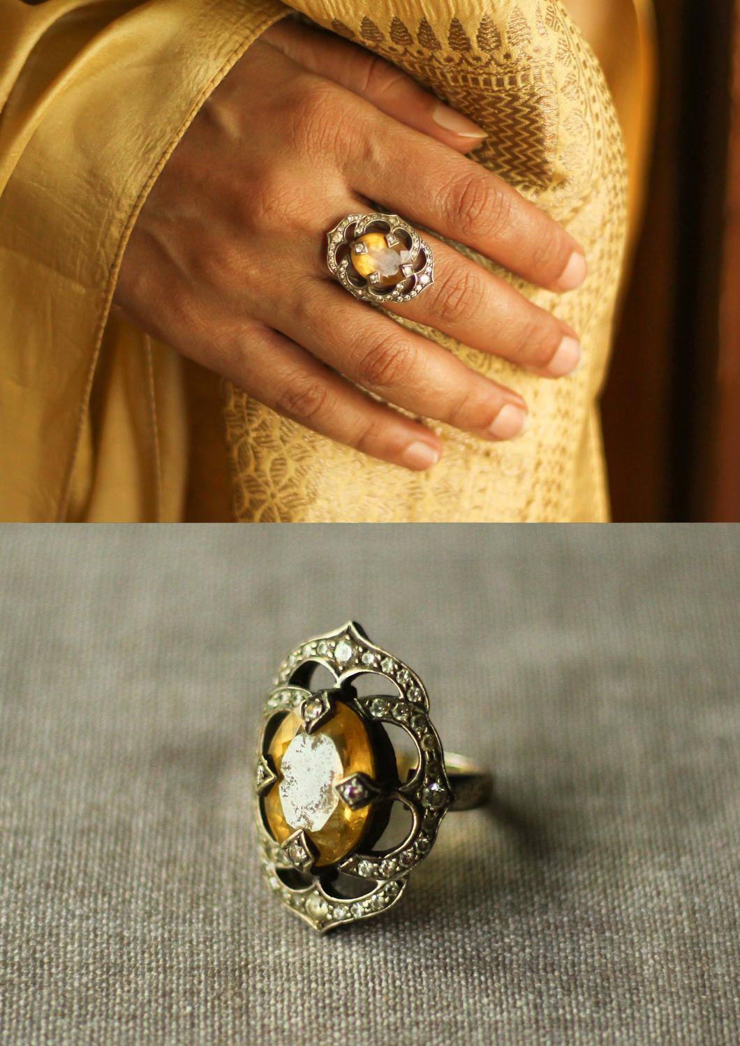 Vintage Citrine Elegance Ring