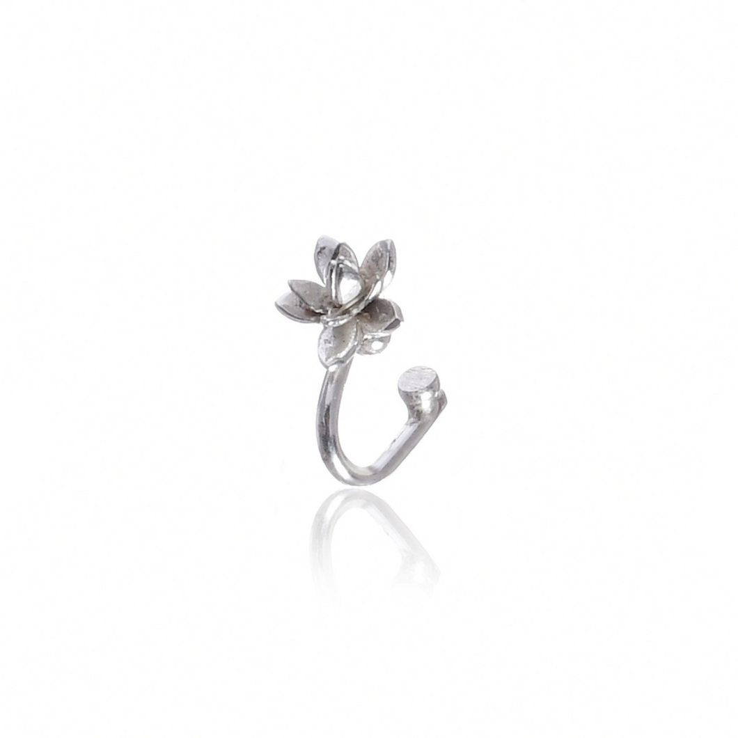 Blooming Lotus Clip-on Nosepin Silver