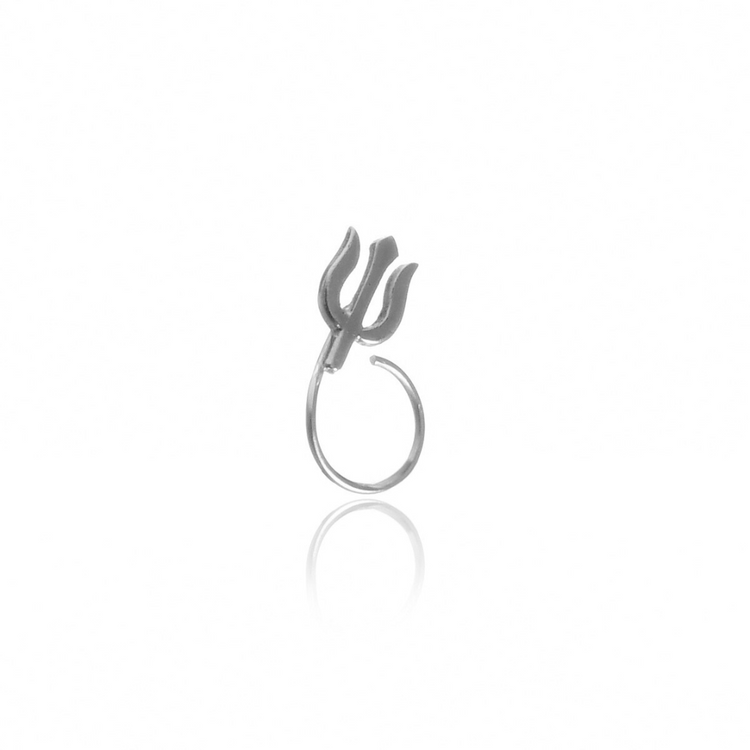 Trishul Coil Nosepin Silver