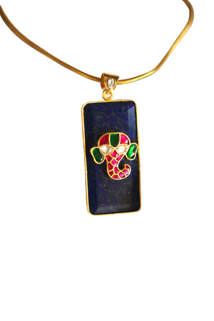 Amrita Ganesha on a Lapis Pendant