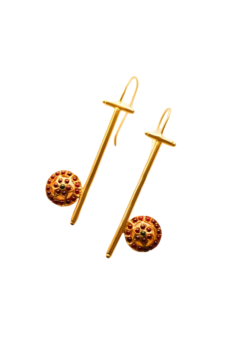 Ancient Circle Line Earrings (Gold-Plated)