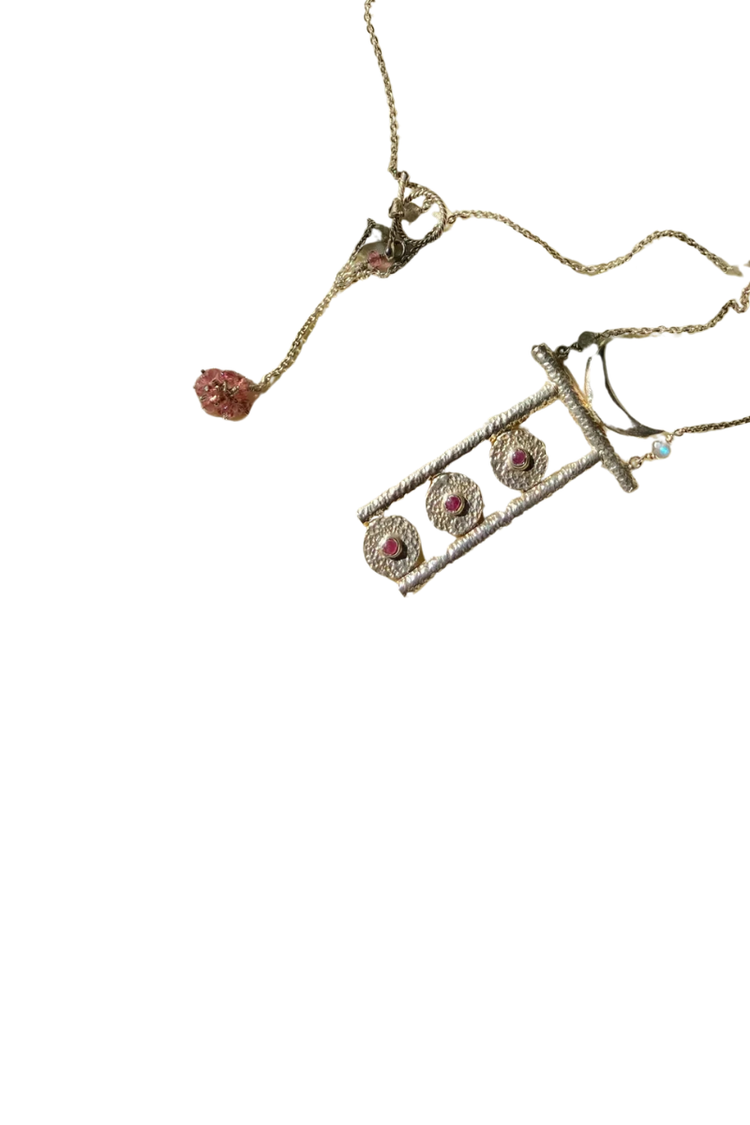 Beaten Coin Dot Necklace - Silver