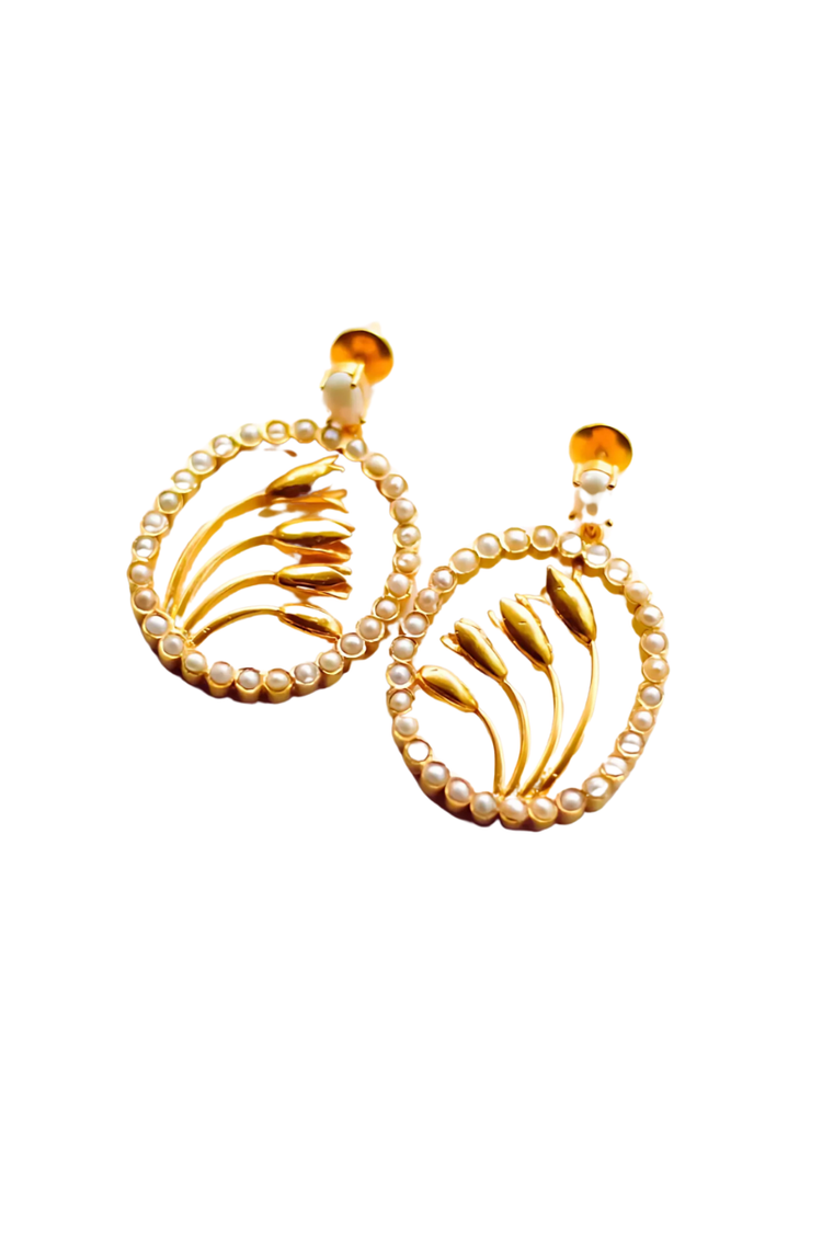 Blooming Jasmine Oval Earrings (Gold)