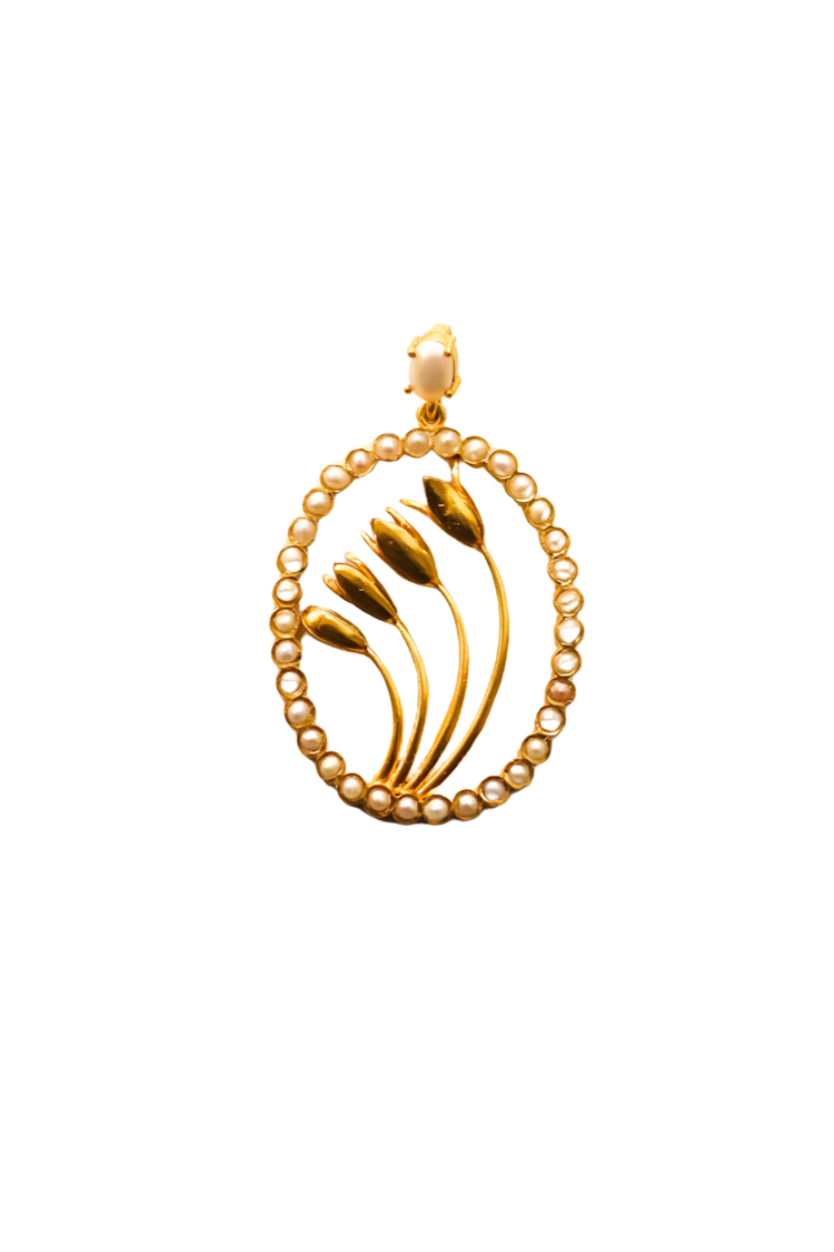 Blooming Jasmine Oval Necklace (Gold)
