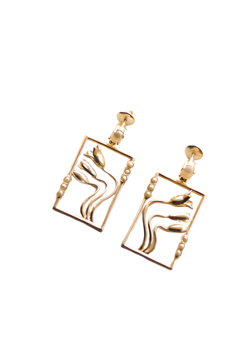Blooming Jasmine Square Earrings (Silver)