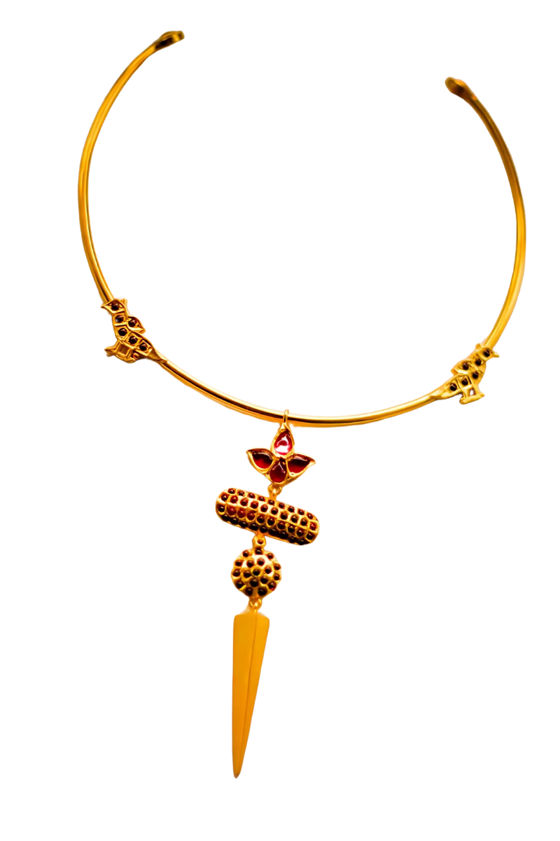Blooming Lotus Temple Choker With Warrior Spike (Gold-plated)