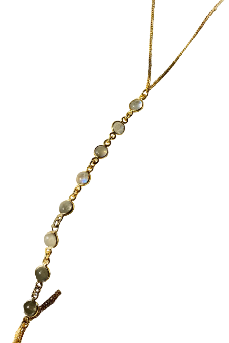 Chandelier Choker Necklace (Moonstone) - Gold Plated