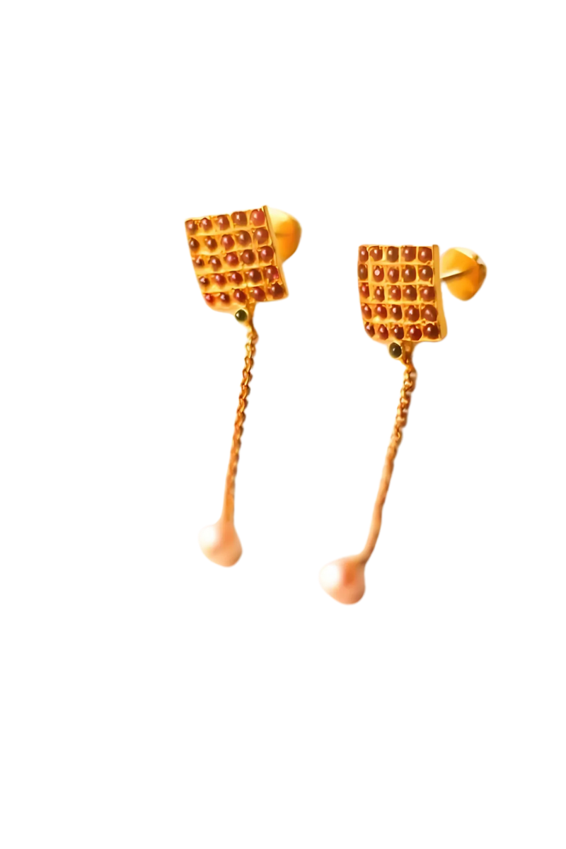 Chettinad Square Chandelier Earrings (Gold-Plated)