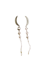 Crescent Stud Phases of the Moon Long Earrings