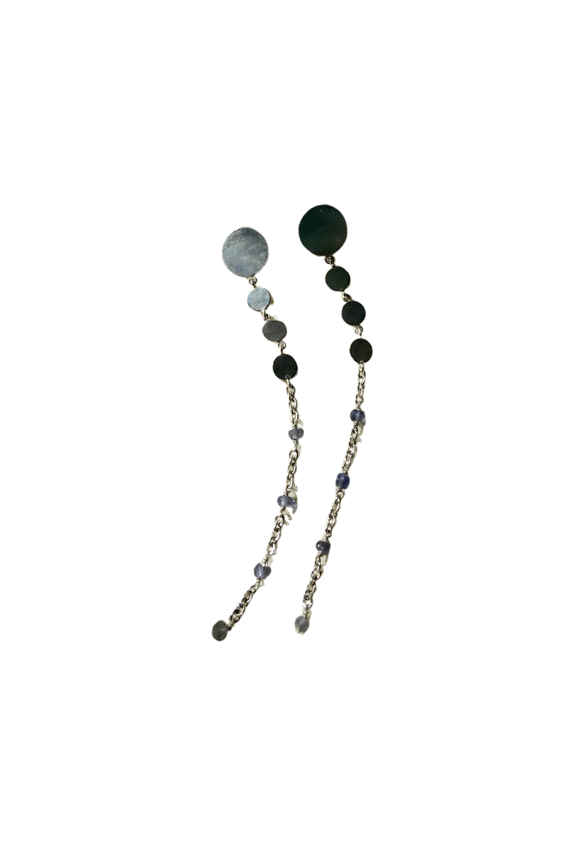 Dot Raindrop Earrings- Silver