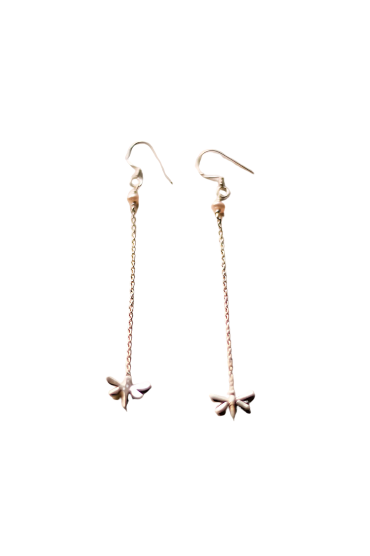 Dragonfly Chandelier Earrings (Silver)