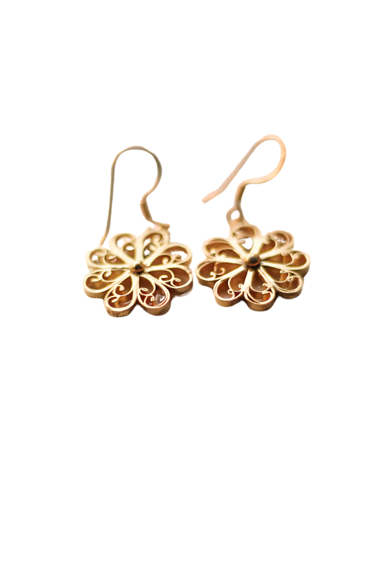 Filigree Dahlia Hoop Earrings (Gold-Plated)