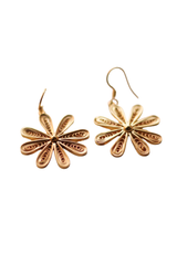 Filigree Daisy Hoop Earrings (Gold-Plated)