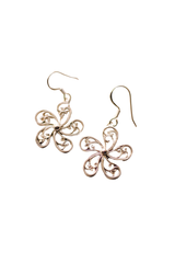 Filigree Frangipani Hoop Earrings (Silver)