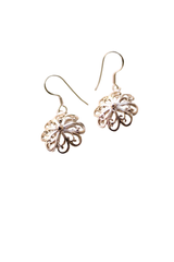Filigree Hibiscus Hoop Earrings (Silver)