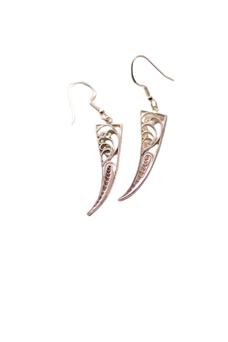 Filigree Spike Hoop Earrings (Silver)