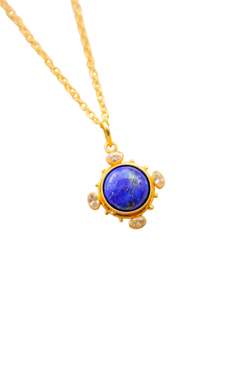 Gemstone Circle Brass Necklace