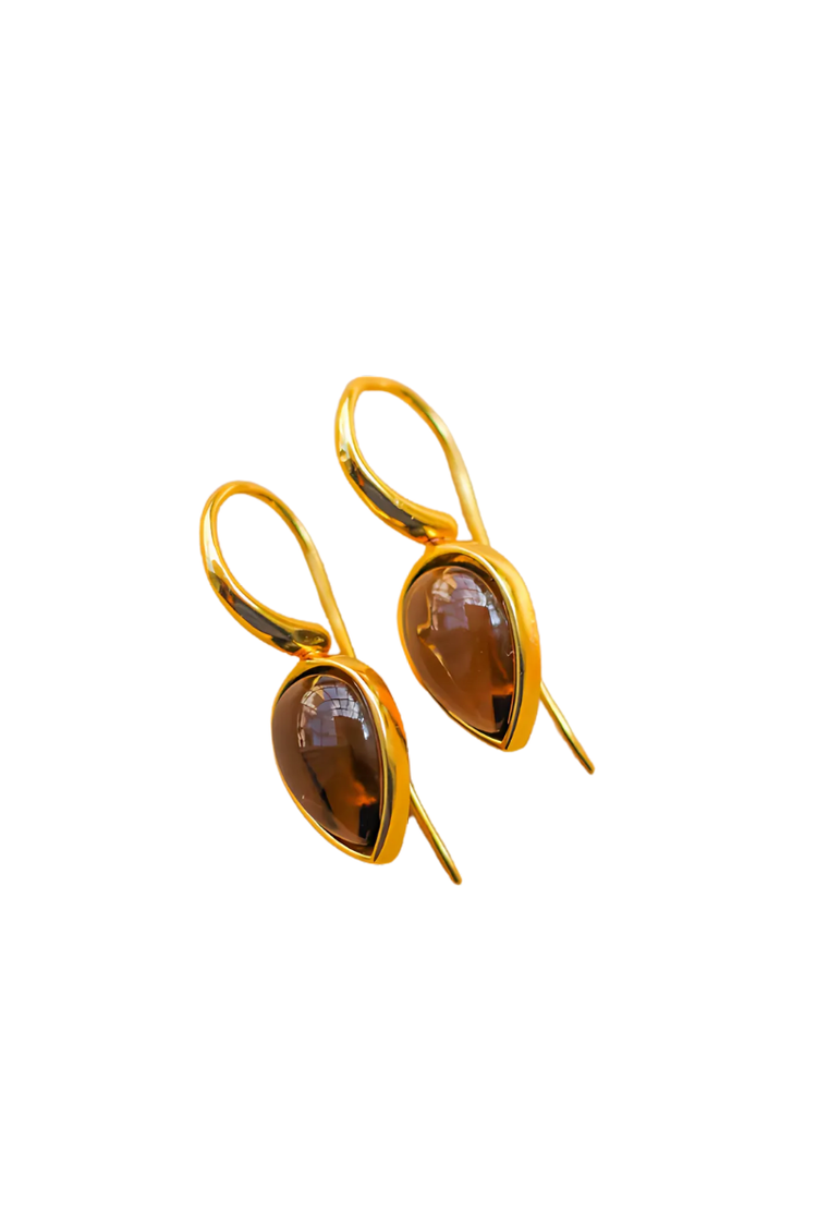 Gemstone Dew Greek Brass Earrings