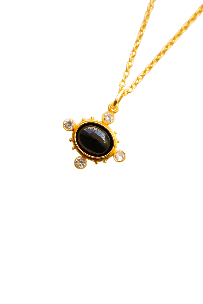 Gemstone Orbit Brass Necklace