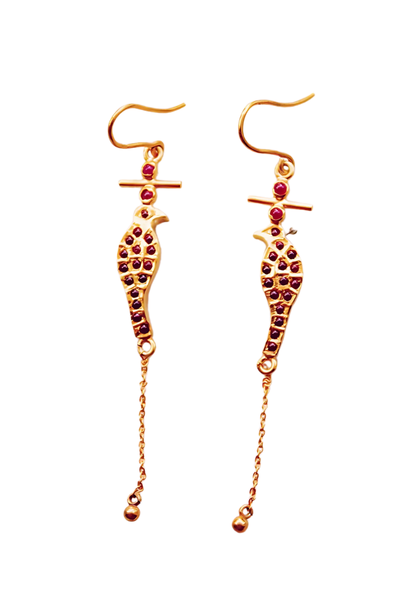 Goddess Parrot Single Chandelier Hoop Earrings (Gold-plated)