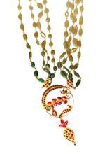 Green Foliage Temple Necklace (Gold-Plated)