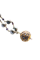 Grey Pearl String With Amethyst Beads and Bikaner Bead