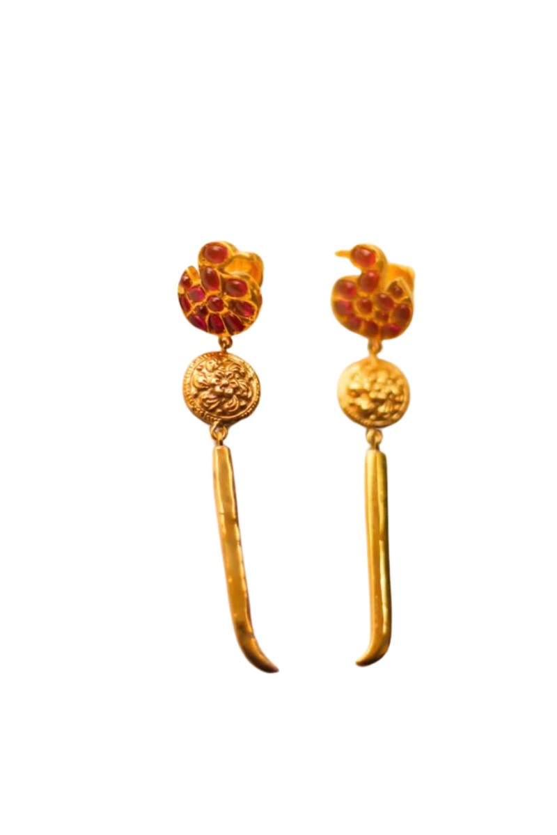 Hamsa Coin Warrior Earrings (Gold-Plated)
